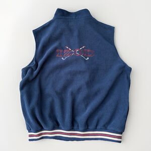 Vintage IZOD Navy Vest Men’s Size XL Golf Full Zip Fleece Preppy Embroidered